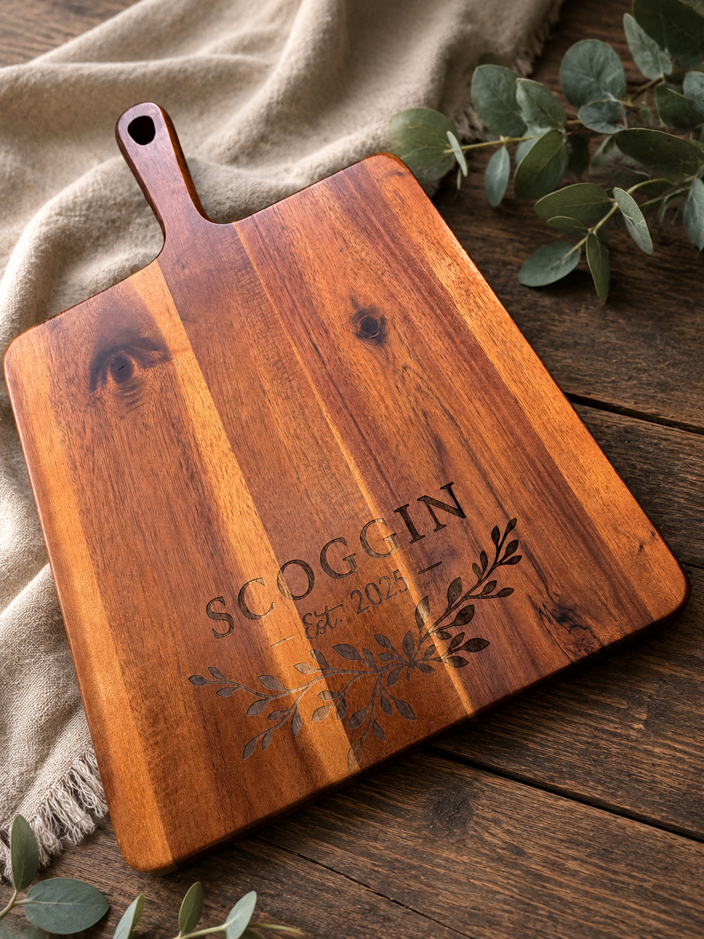 Family Name Acacia Cutting Board - Engraved