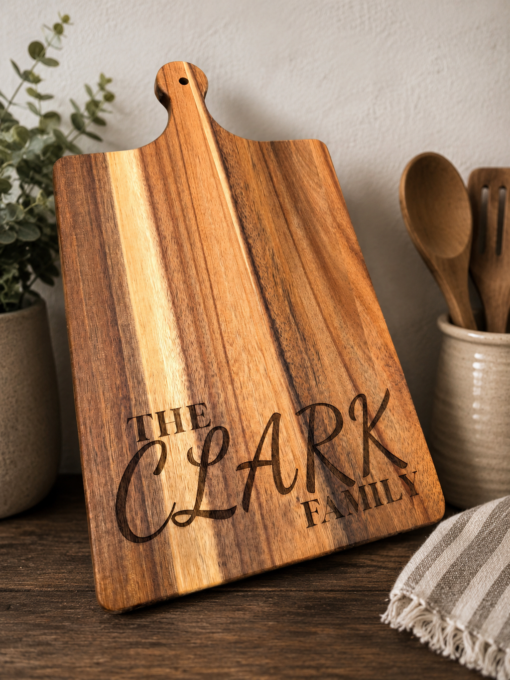 Family Name Acacia Cutting Board - Engraved