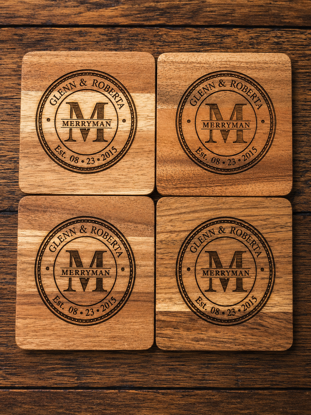 Monogram Coasters w/ Date - Engraved